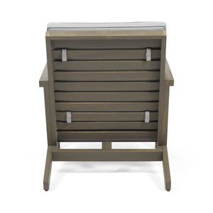 English Elm Christopher Knight Home® - LEAH 4PC Chat Set Beige Acacia Wood Outdoor Patio Sofa Chairs Loveseat Coffee Table, Water-Resistant Cushions 65909.00GRY