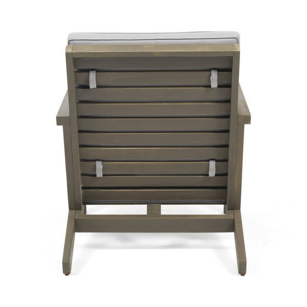 English Elm Christopher Knight Home® - LEAH 4PC Chat Set Beige Acacia Wood Outdoor Patio Sofa Chairs Loveseat Coffee Table, Water-Resistant Cushions 65909.00GRY