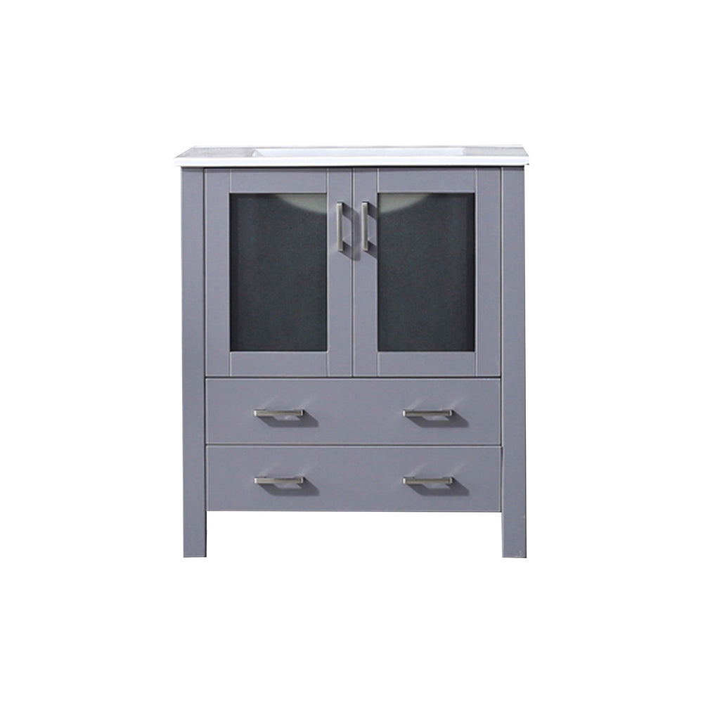 English Elm Dark Grey Bath Vanity 30 In. W X 18.25 In. D With White Ceramic Top - Modern Storage Solution! B2731P260423