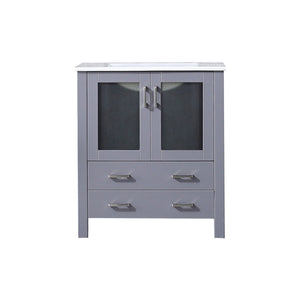 English Elm Dark Grey Bath Vanity 30 In. W X 18.25 In. D With White Ceramic Top - Modern Storage Solution! B2731P260423