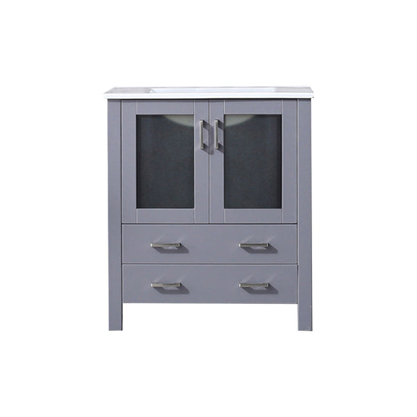 English Elm Dark Grey Bath Vanity 30 In. W X 18.25 In. D With White Ceramic Top - Modern Storage Solution! B2731P260423