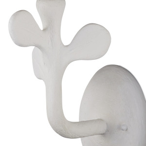 Charny White Wall Sconce - Contemporary Leaf Design with Natural Linen Shade for Elegant Spaces