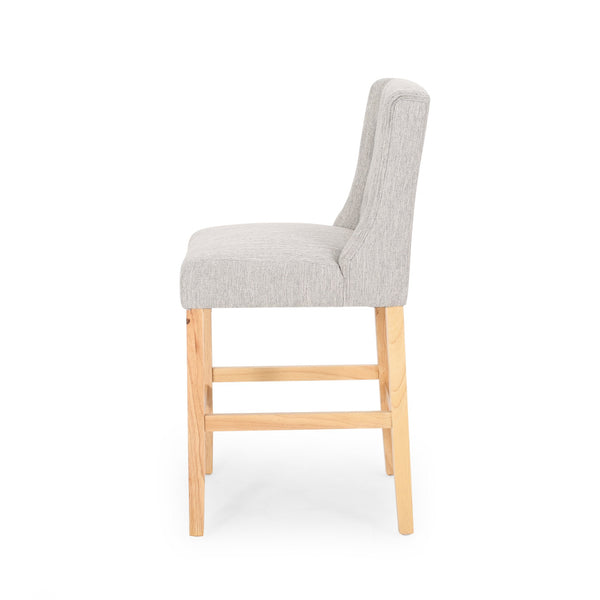 English Elm Christopher Knight Home® - Vienna Tufted Wingback Counter Stools Set of 2 — Elegant Fabric Seating, Button-Tufted Comfort, Durable Rubberwood Frame Light Grey+Natural 64853.00LGRY