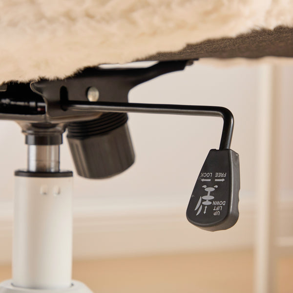 English Elm W26.4 Plush faux alpaca wide seat office chair with double cushion, 360° swivel, ergonomic chic design Cream W1143P369105