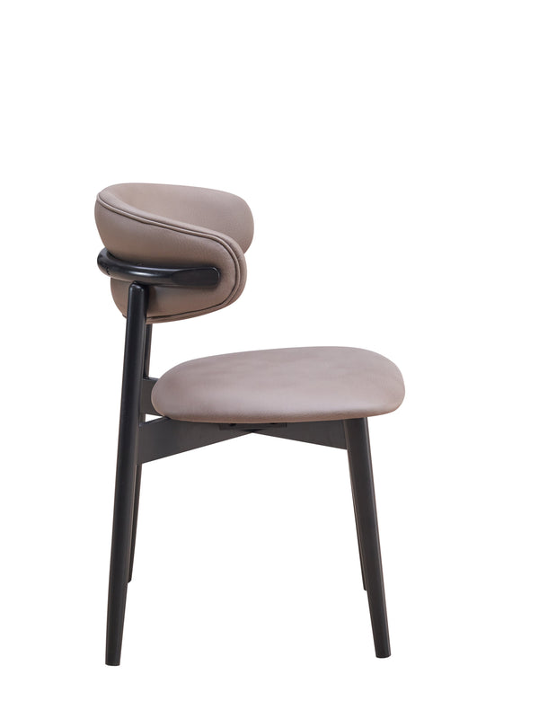 English Elm Lanae Gray Polished Microfiber Side Chair Set of 2 — Padded Foam Seats, Black Wood Legs, Durable Design B2726P246311