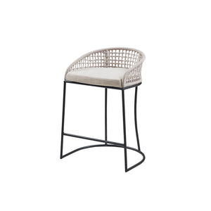 JLA Home Madison Park - Woven Counter Stool with Padded Upholstered Seat, Woven Rope Back & Iron Base — Coastal Appeal MP104-1110