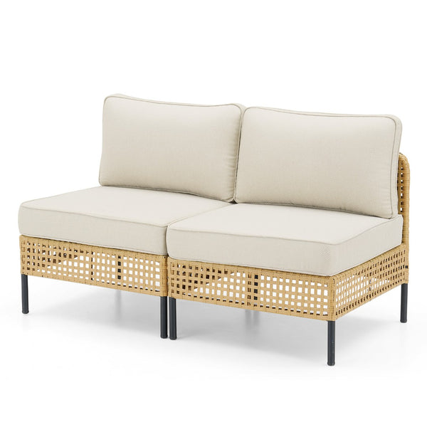 English Elm Outdoor Wicker Swivel Glider Chair Set Patio Rocker with Plush T Back Cushions T3773P419998