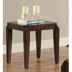 English Elm Walnut Tapered-Leg End Table with Fixed Top and Square Legs — Durable Wood Construction, Classic Style B062P189186