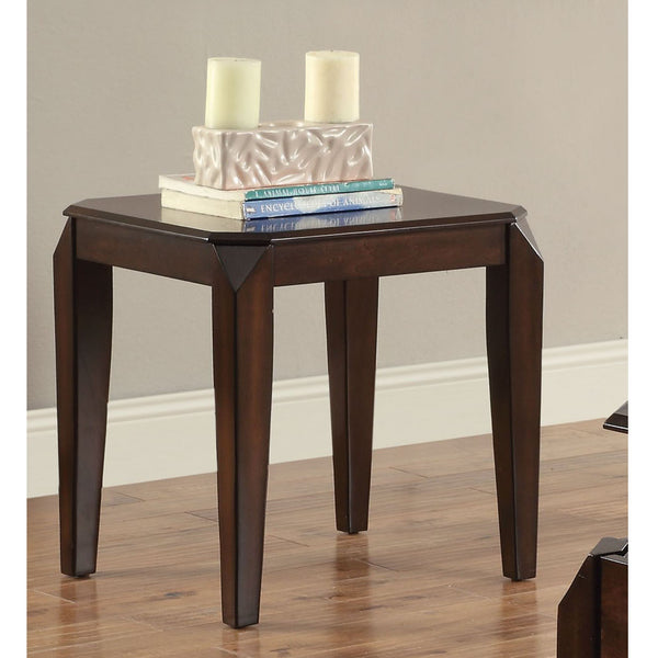 English Elm Walnut Tapered-Leg End Table with Fixed Top and Square Legs — Durable Wood Construction, Classic Style B062P189186