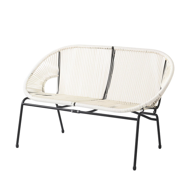 English Elm Christopher Knight Home® - NUSA Faux Wicker 3-Piece Outdoor Patio Chat Set with Rustproof Iron Frame, Curved Club Chairs & Loveseat White NUSA3PCSETWHI