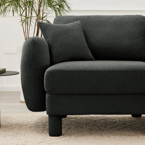 English Elm Boucle 2-Seater Loveseat Sofa In Dark Grey - Soft Fabric, Shell-Shaped Armrests, Modern Comfort W3041S00298