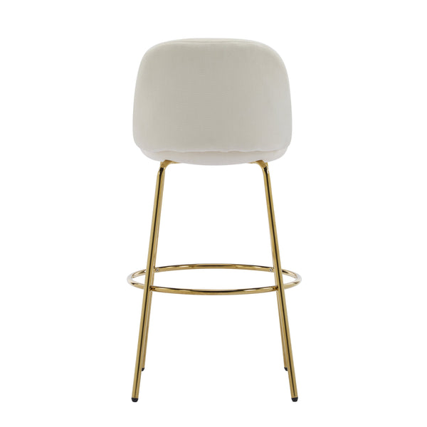 English Elm Christopher Knight Home® - Rio Claro Metal Upholstered Barstool Set of 2 – Sculptural Rounded Seat, Low Back, Stain-Resistant Fabric, Durable Frame, Space-Saving Design Beige,Gold N775P268026B