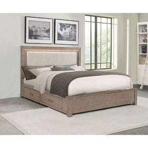 English Elm Gibbons California King Storage Bed with Led Headboard and Four Underbed Drawers B062S01829