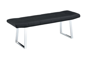 English Elm Dining Bench Faux Leather Upholstered Seat with Arched Metal Legs for Modern Interiors W3493P449289