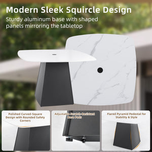 English Elm 5-Piece Outdoor Dining Set – 44" Sintered Stone Table & 4 Armchairs With Sunbrella Cushions, Stylish Comfort! W1886S00025