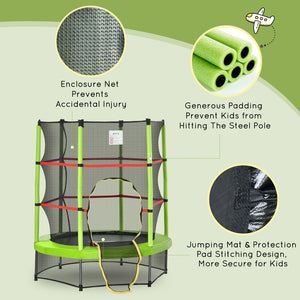 English Elm Outsunny Springless Toddler Trampoline with Enclosure Net Safe Indoor Outdoor Play W2225P217342