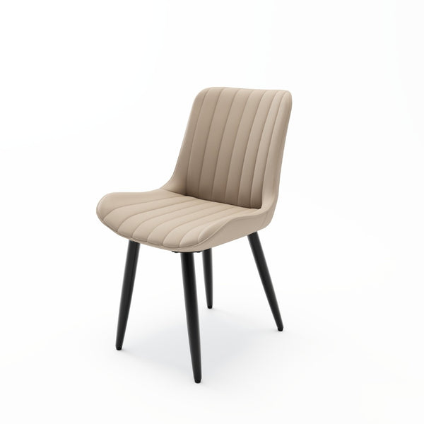 English Elm Set of 2 Armless Pu Leather Dining Chairs Cushioned Seat Brushed Metal Legs Modern Cream W3316P426928
