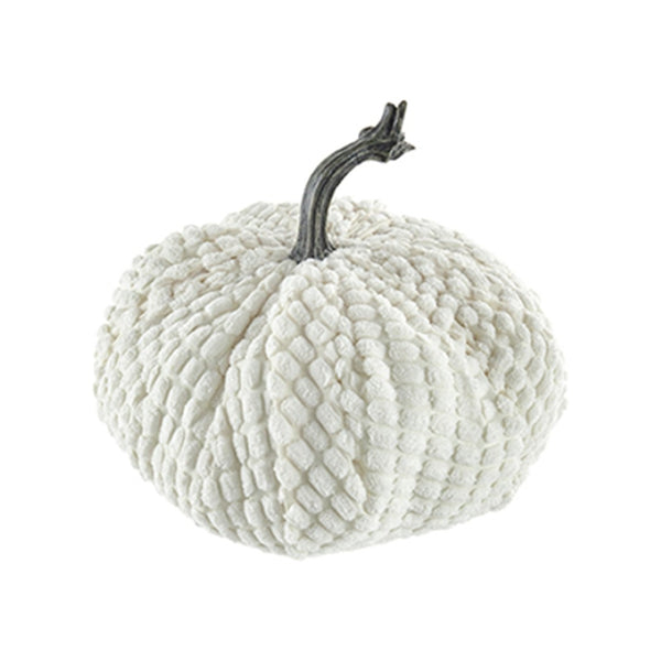 English Elm Set Of 2 White Chenille Pumpkins - Cozy Harvest Decor For Fall, Halloween & Thanksgiving Celebrations W2078P246659-GIGA