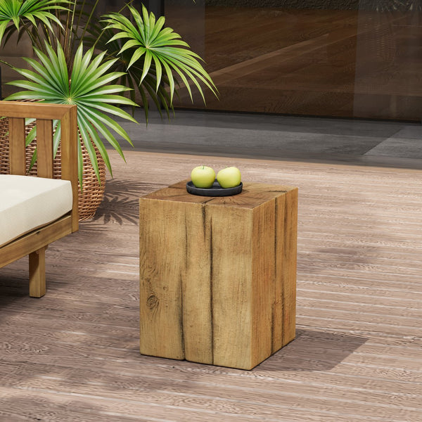 English Elm Christopher Knight Home® - Wood-Look Square-Column End Table - Rustic Distressed Finish For Indoor & Outdoor Versatility, H18" N770P291199N