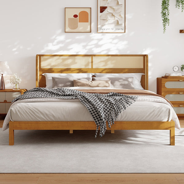 English Elm Christopher Knight Home® - Premium Rubber Wood King Bed Frame With Headboard - Stylish Mid Century Modern Design For Comfort N770P290471N_N770P290482N