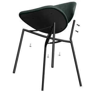 English Elm Set of 4 Upholstered PU Leather Dining Chairs with Curved Backrest and Slim Metal Legs for Stylish Homes Green W3010P291315