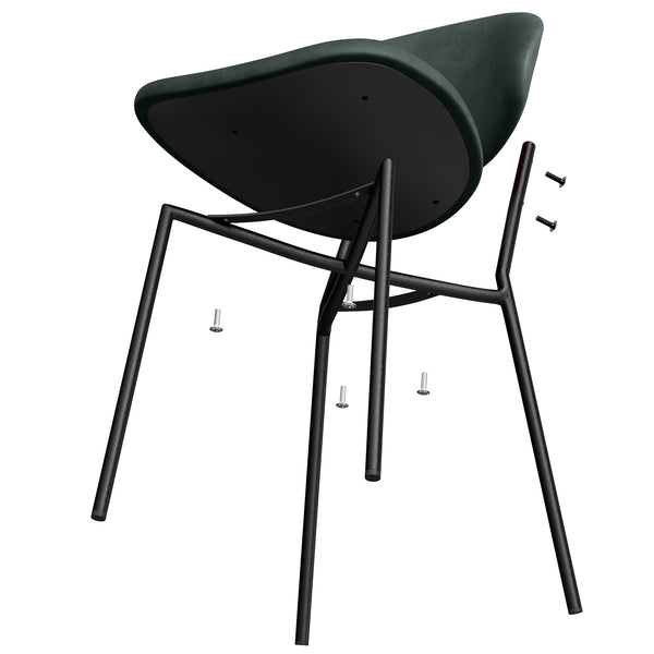 English Elm Set of 4 Upholstered PU Leather Dining Chairs with Curved Backrest and Slim Metal Legs for Stylish Homes Green W3010P291315