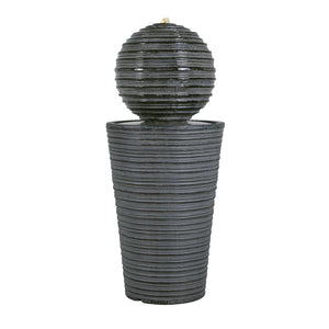 English Elm Christopher Knight Home® - 31.5"H Tall Striped Concrete Column Fountain with LED Light Effects, Weatherproof Accent for Courtyards N765P324550G