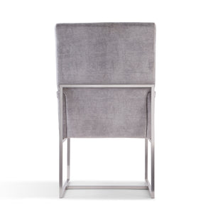 English Elm Element Metal Velvet Dining Chair with Chrome Stainless Steel Frame, High-Back Comfort, 300lb Capacity Grey B365P397832