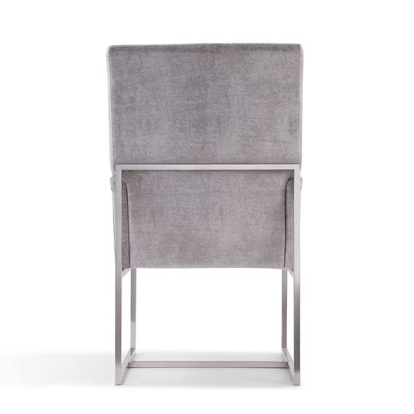 English Elm Element Metal Velvet Dining Chair with Chrome Stainless Steel Frame, High-Back Comfort, 300lb Capacity Grey B365P397832