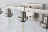 English Elm Modern 4-Light Bathroom Vanity Light Fixture - Brushed Nickel Finish With Clear Glass Shades, Perfect For Bathroom, Vanity, and Dressing Area Lighting (No Bulbs)