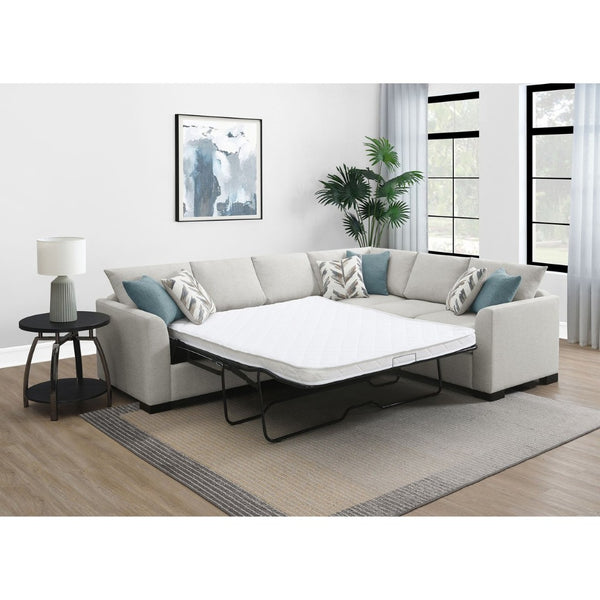 English Elm Radison Greige Fabric Sleeper Sectional with Hidden Pull-out Bed for Living Rooms B062S01405