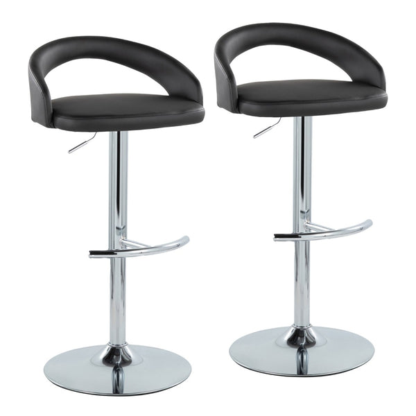 English Elm Adjustable Swivel Barstools Chrome Base Faux Leather Seat Kitchen Counter Set B202S01985