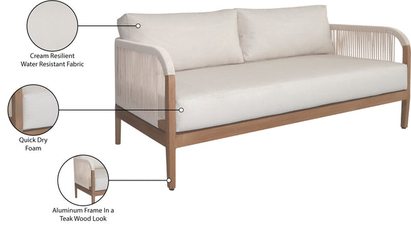 Maui Cream Water Resistant Fabric Outdoor Patio Loveseat 361Cream-L Meridian Furniture