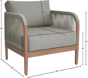 Maui Grey Water Resistant Fabric Outdoor Patio Chair 361Grey-C Meridian Furniture