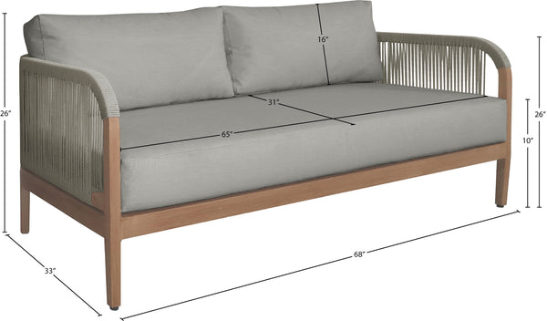 Maui Grey Water Resistant Fabric Outdoor Patio Loveseat 361Grey-L Meridian Furniture