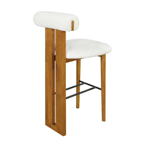 English Elm Christopher Knight Home® - Renee Mid-Height Upholstered Barstool with Cloud-Top Backrest and Stain-Resistant Fabric, Set of 2 Walnut,White N775P277442W