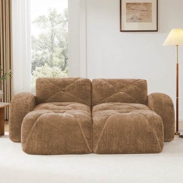 English Elm U-shaped Modular Velvet Sectional Sofa Tufted Cloud Foam Seating with Movable Ottoman W714S01596