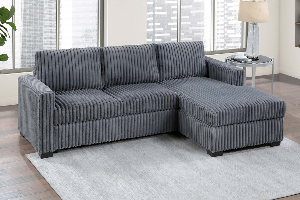 English Elm Modern Corduroy Upholstered L-shape Sectional Sofa with Plush Cushions for Living Room Dark Gray B011P430087