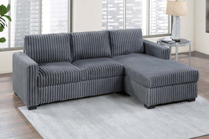 English Elm Modern Corduroy Upholstered L-shape Sectional Sofa with Plush Cushions for Living Room Dark Gray B011P430087