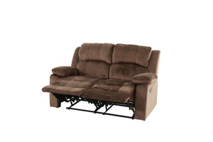 English Elm Motion Loveseat sleek bonded leather reclining sofa with solid wood frame and metal mechanism, luxe comfort for contemporary living spaces Chocolate 58 L x 31 W x 27 H B011P205571