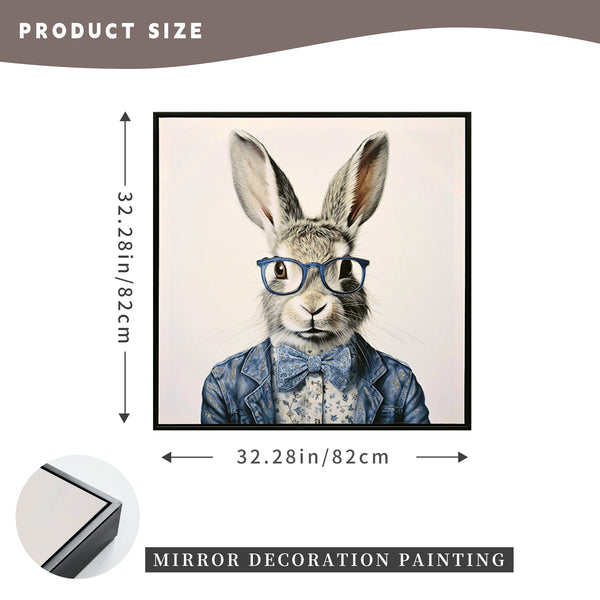 English Elm Gallery Dapper Bunny Canvas Art in Cobalt Blue Suit — Modern Stretched Wall Print for Office Decor W3374P324198
