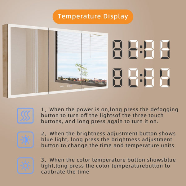 English Elm Lighted Aluminum Medicine Cabinet Smart Mirror with Anti-fog Led and Built-in Usb Outlet W5609P461514