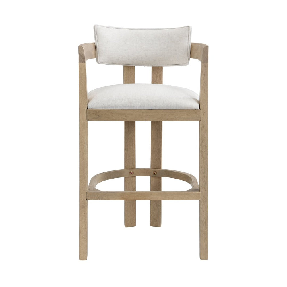English Elm 30" Rubberwood Upholstered Barstools with Arms Mid-century Style for Kitchen Island Set of 2 Beige,Light Ash N771P361772A