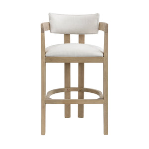 English Elm 30" Rubberwood Upholstered Barstools with Arms Mid-century Style for Kitchen Island Set of 2 Beige,Light Ash N771P361772A