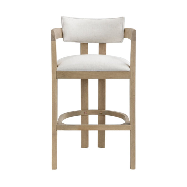 English Elm 30" Rubberwood Upholstered Barstools with Arms Mid-century Style for Kitchen Island Set of 2 Beige,Light Ash N771P361772A