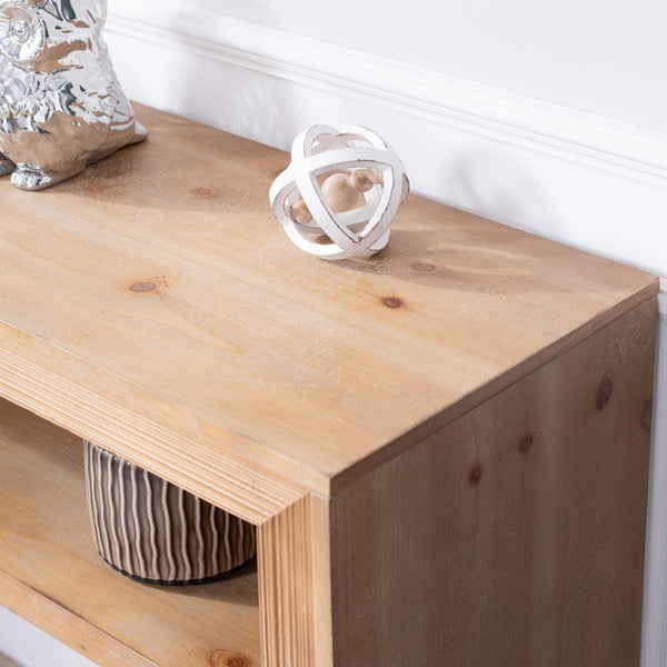English Elm Rustic Farmhouse Console Table with Open Shelf Natural Wood Grain Entryway Accent W2729P270743