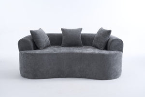English Elm Crescent-shaped Chenille Loveseat Low Profile Curved Sofa for Modern Living Rooms Grey W5188P450353