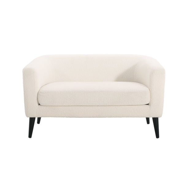 English Elm Christopher Knight Home® - LOVESEAT modern 51" two-seater with textured fabric, firm foam & sinuous springs, sleek black legs for compact spaces White 74868.00