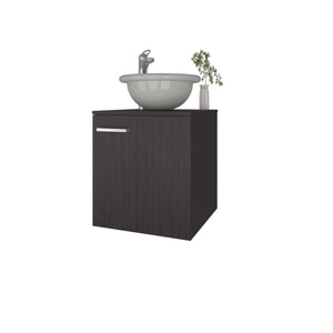 English Elm FM Modern Floating Bathroom Vanity with Integrated Sink and Soft-Close Door for Sleek Storage Wenge 26.4 L x 22.4 W x 11.4 H B128P293880
