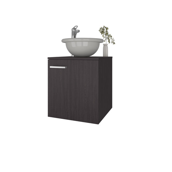 English Elm FM Modern Floating Bathroom Vanity with Integrated Sink and Soft-Close Door for Sleek Storage Wenge 26.4 L x 22.4 W x 11.4 H B128P293880